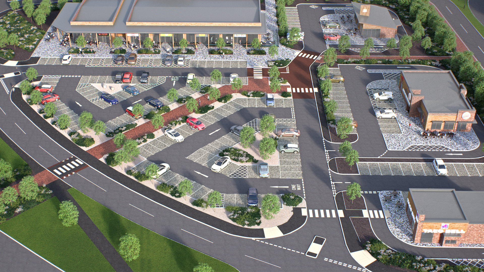 DCS Taco Bell, Burger King and Dunkin Donuts at Herten Triangle Doncaster Lakeside 3D