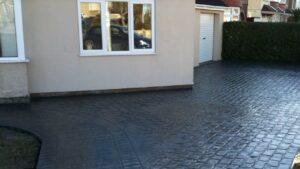 Charcoal Cheshire Cobble and London Cobble Printed Concrete Driveway