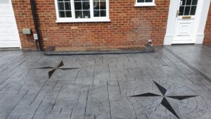 Printed Concrete Driveway with Compass Feature